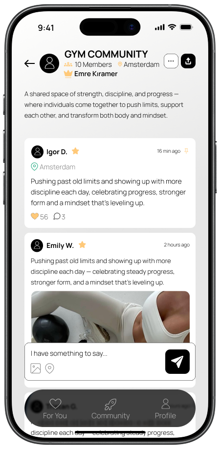Gym Community screen