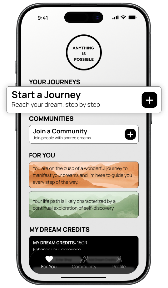 Anything Is Possible app home screen